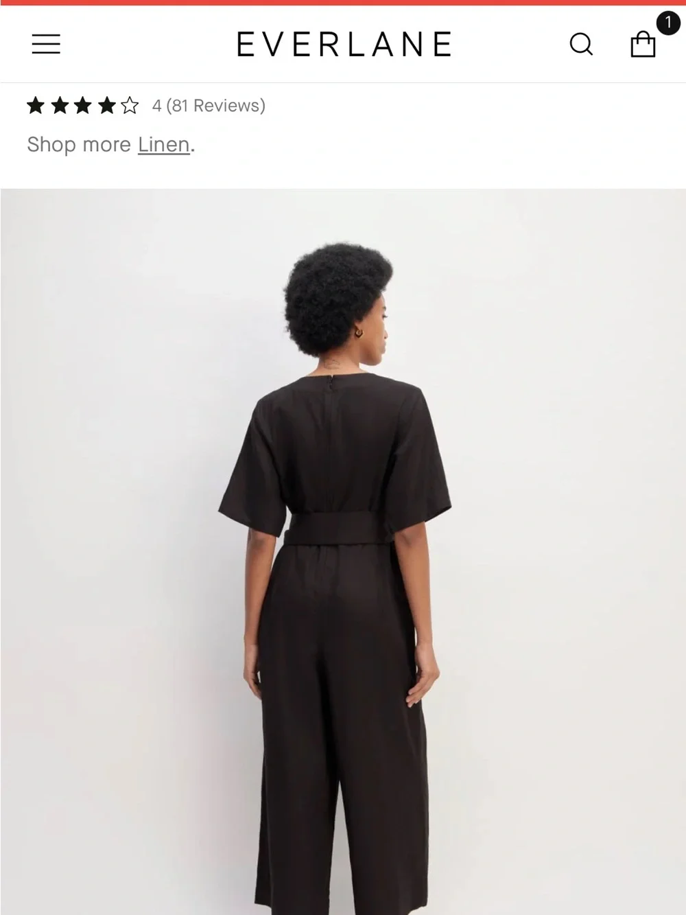 Everlane Black Wrap Linen Jumpsuit with Self-Tie Waist